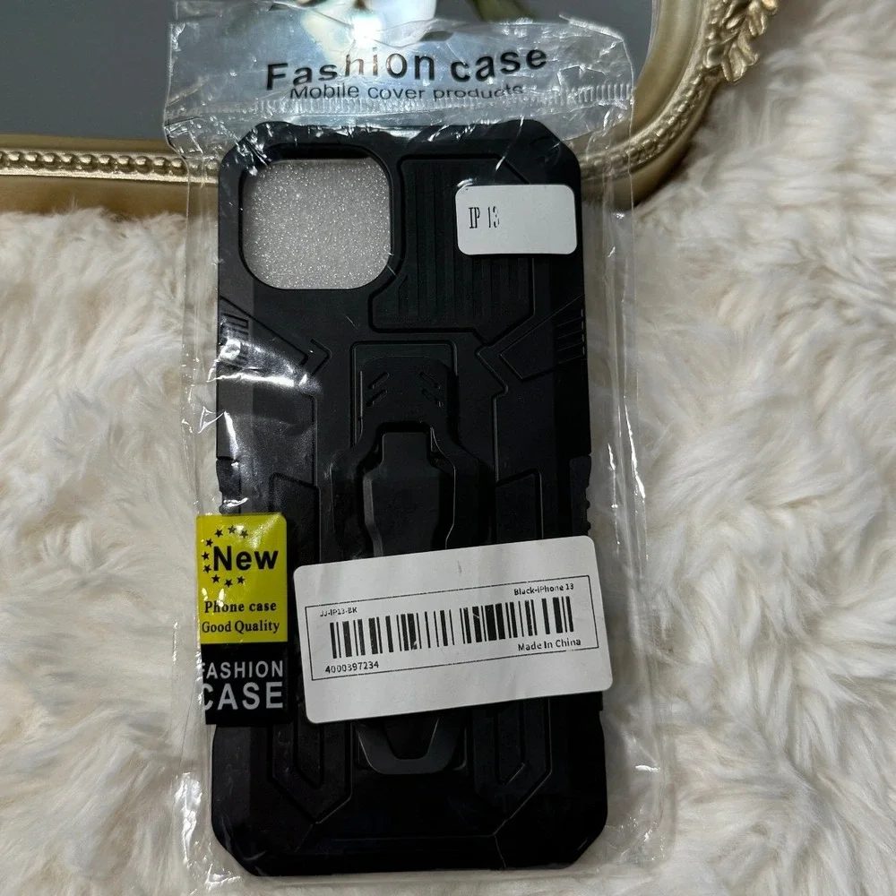 iPhone 13 Tactical Armor Case Black Clip Stand Shockproof Heavy Duty